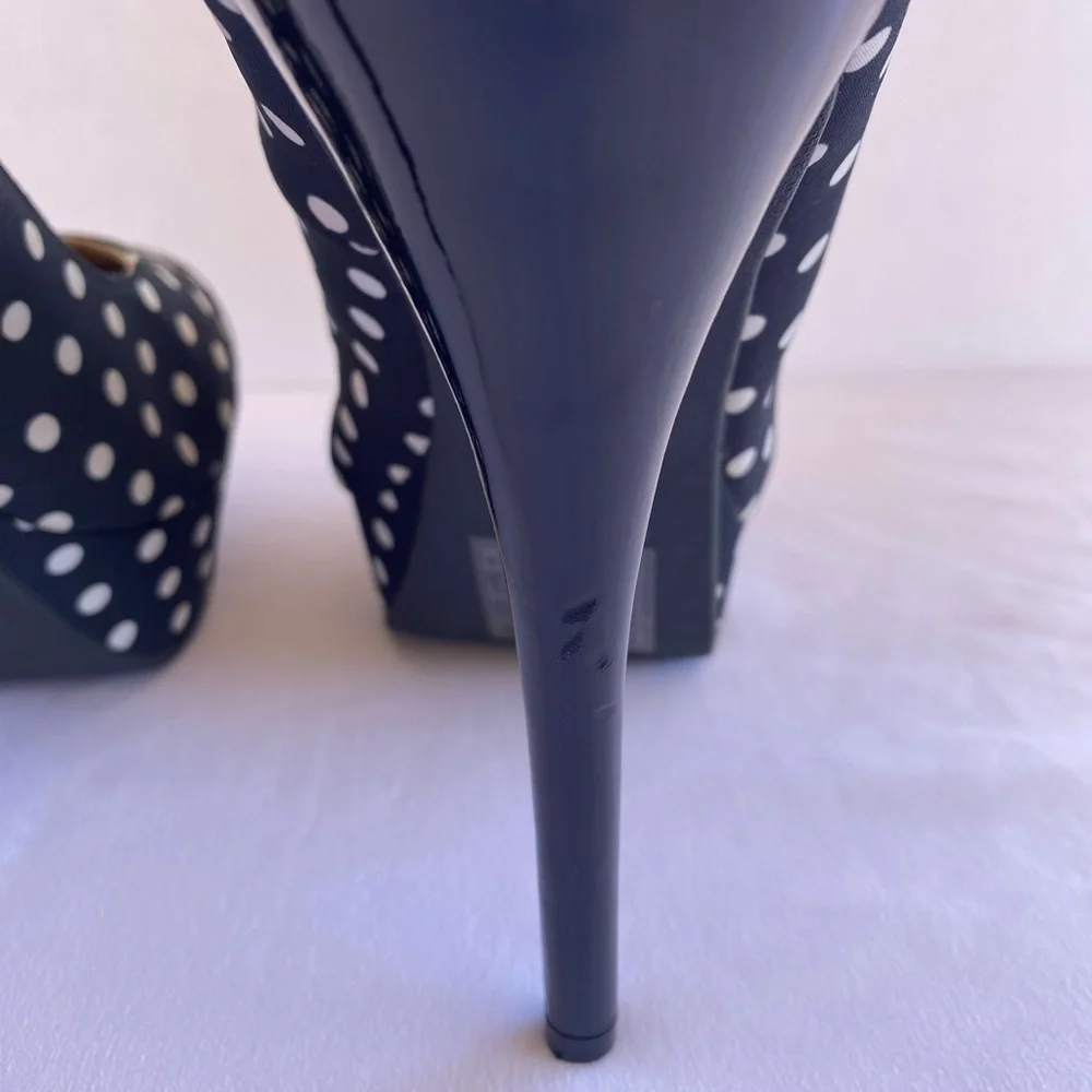🛍️🛍️🛍️ Forever21 Black with White polka dots High Heels, sz 7.5, Used - Picture 7 of 16
